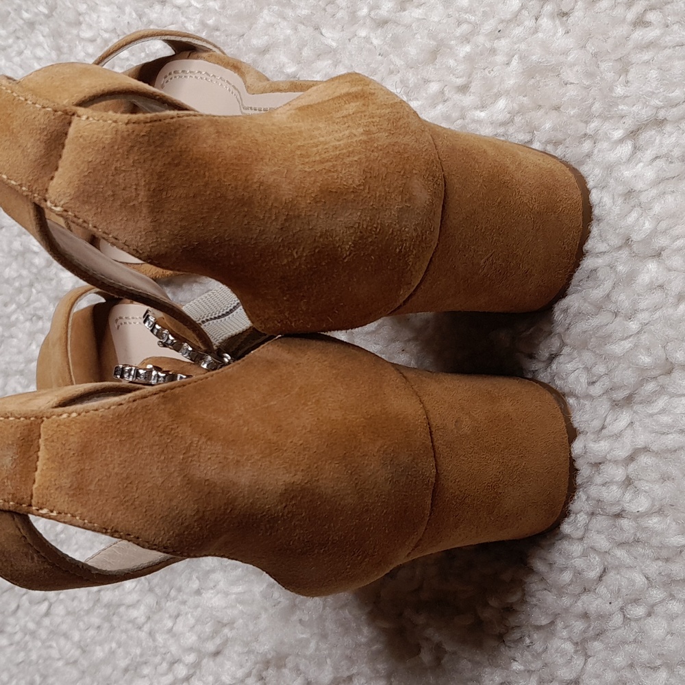 Maje Farria Suede Block Heels In Camel Size 40 - image 8